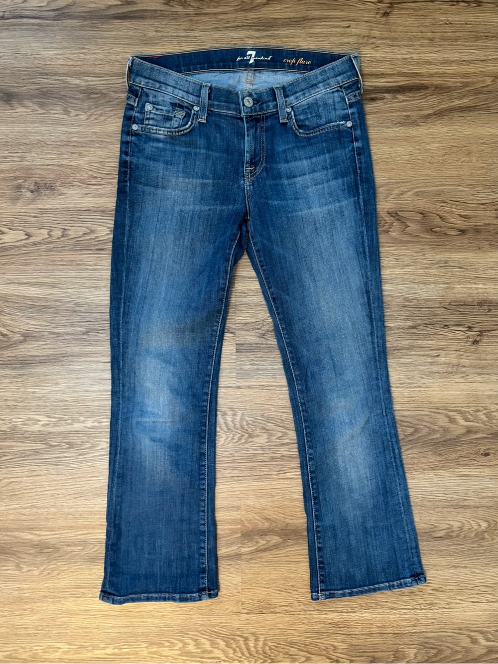 7 For All Mankind Vintage Y2K Crop Flare Dark Blue Bootcut Jeans